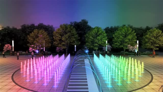 钢琴键互动喷泉